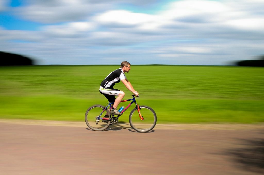 man biking