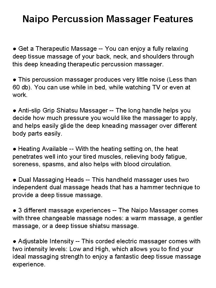 Naipo Massager Features